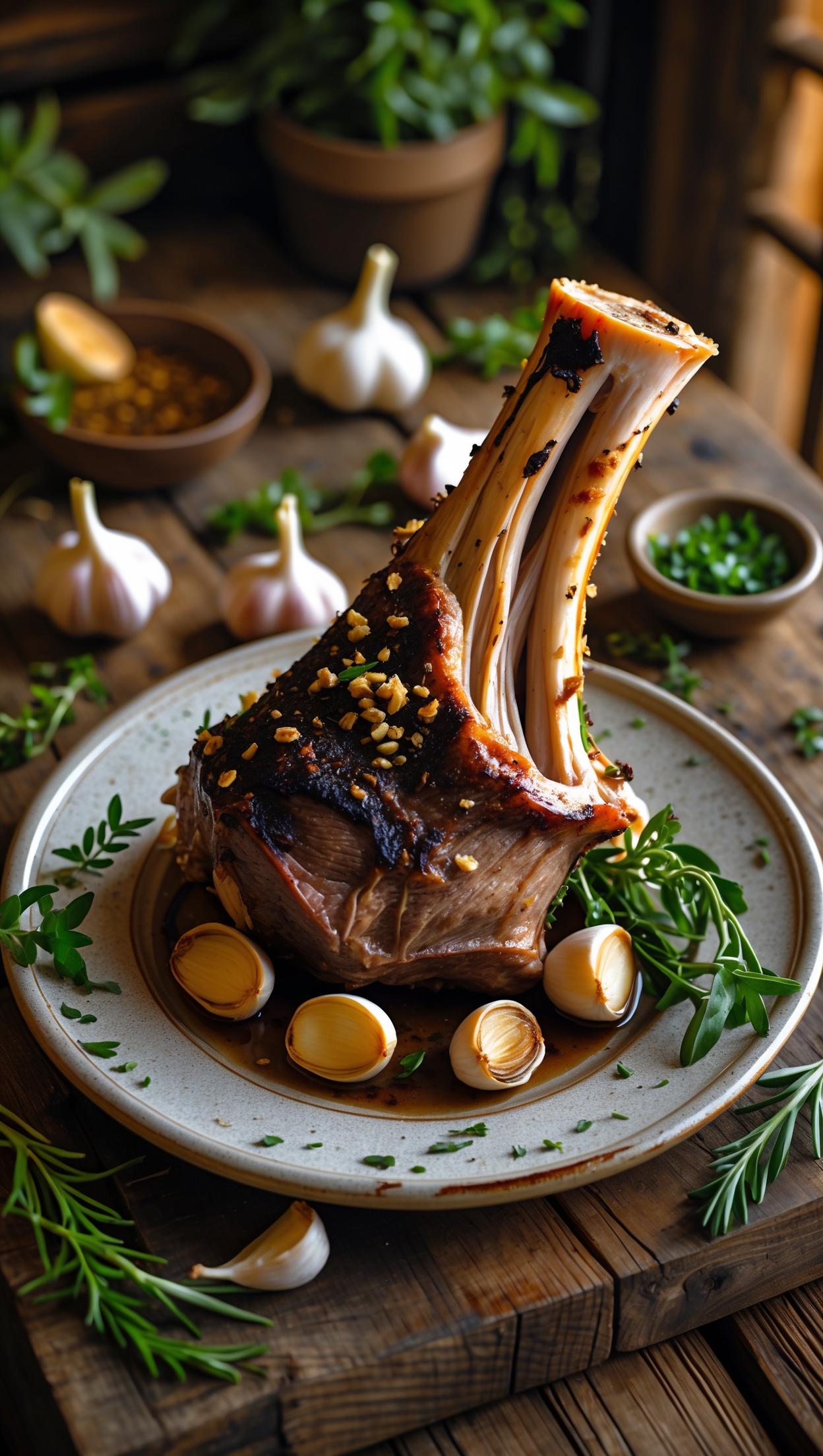 Tender Lamb Shank with Aromatic Garlic Confit Recipe