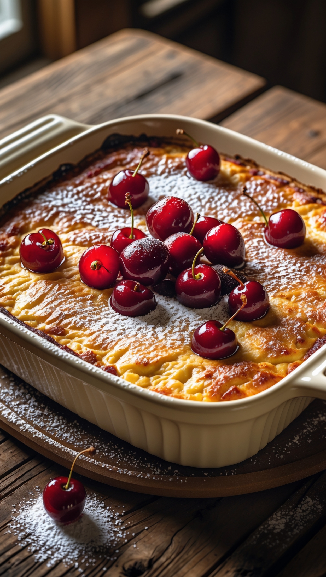 Heavenly Quark Casserole with Tangy Sour Cherries
