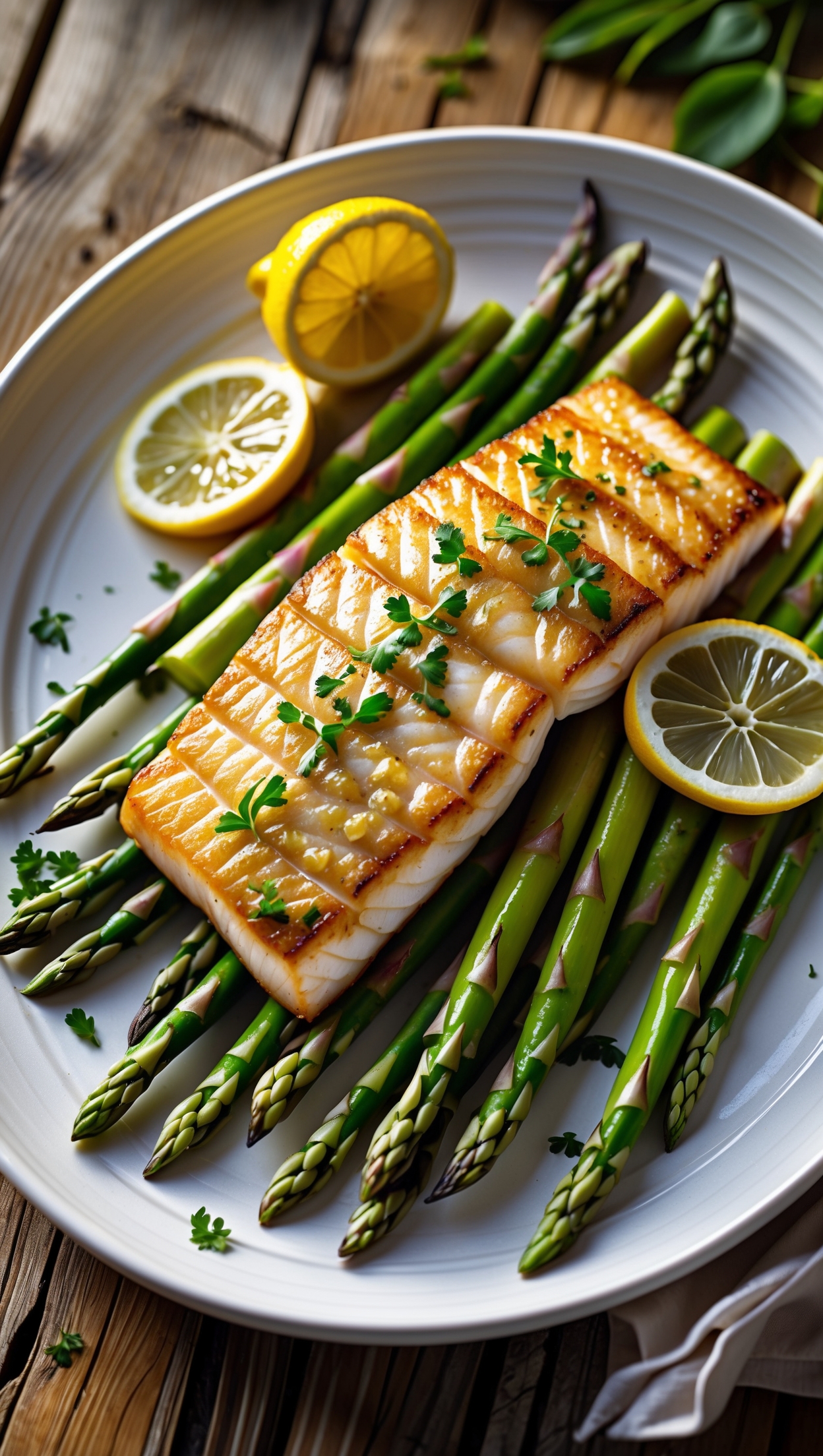 Sea Bass on Green Asparagus - Mediterranean Delight